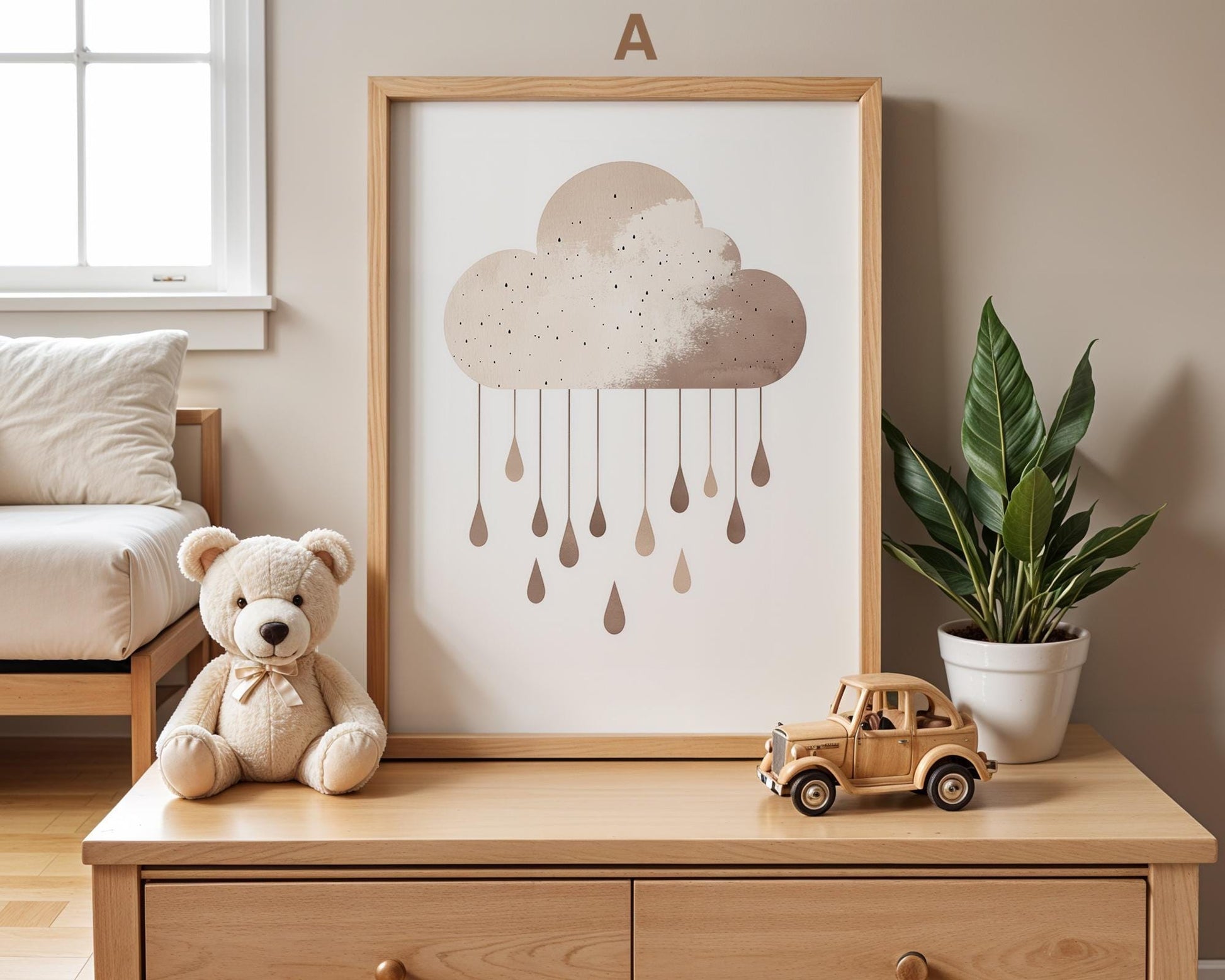 Boho Babyzimmer Poster · Wolke, Heißluftballon , Herzen , Mond und Sterne , Haus und Sonne , Schmetterlinge · Deko Print ohne Rahmen - justgoodmood