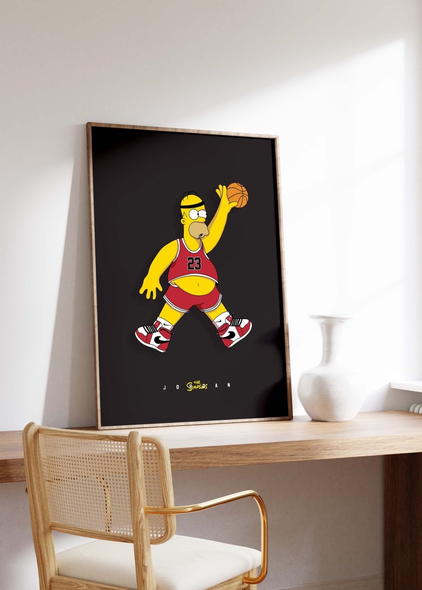 Cartoon Basketball Figur Poster · Pop Art Comic Illustration · Humorvolle Sport Grafik · Print ohne Rahmen - justgoodmood