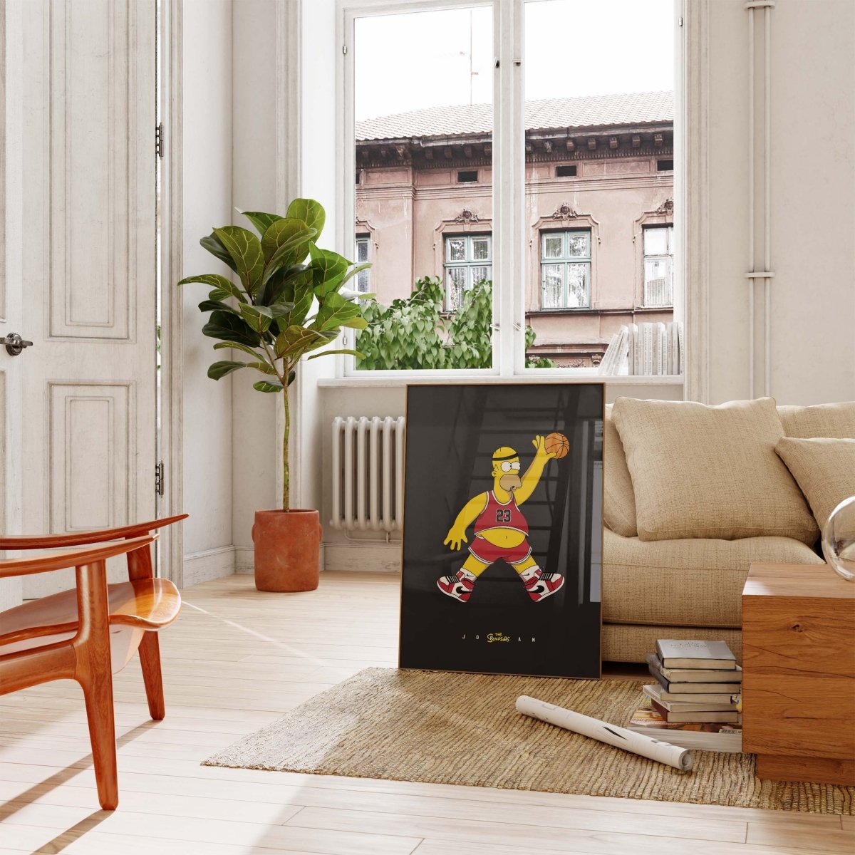 Cartoon Basketball Figur Poster · Pop Art Comic Illustration · Humorvolle Sport Grafik · Print ohne Rahmen - justgoodmood
