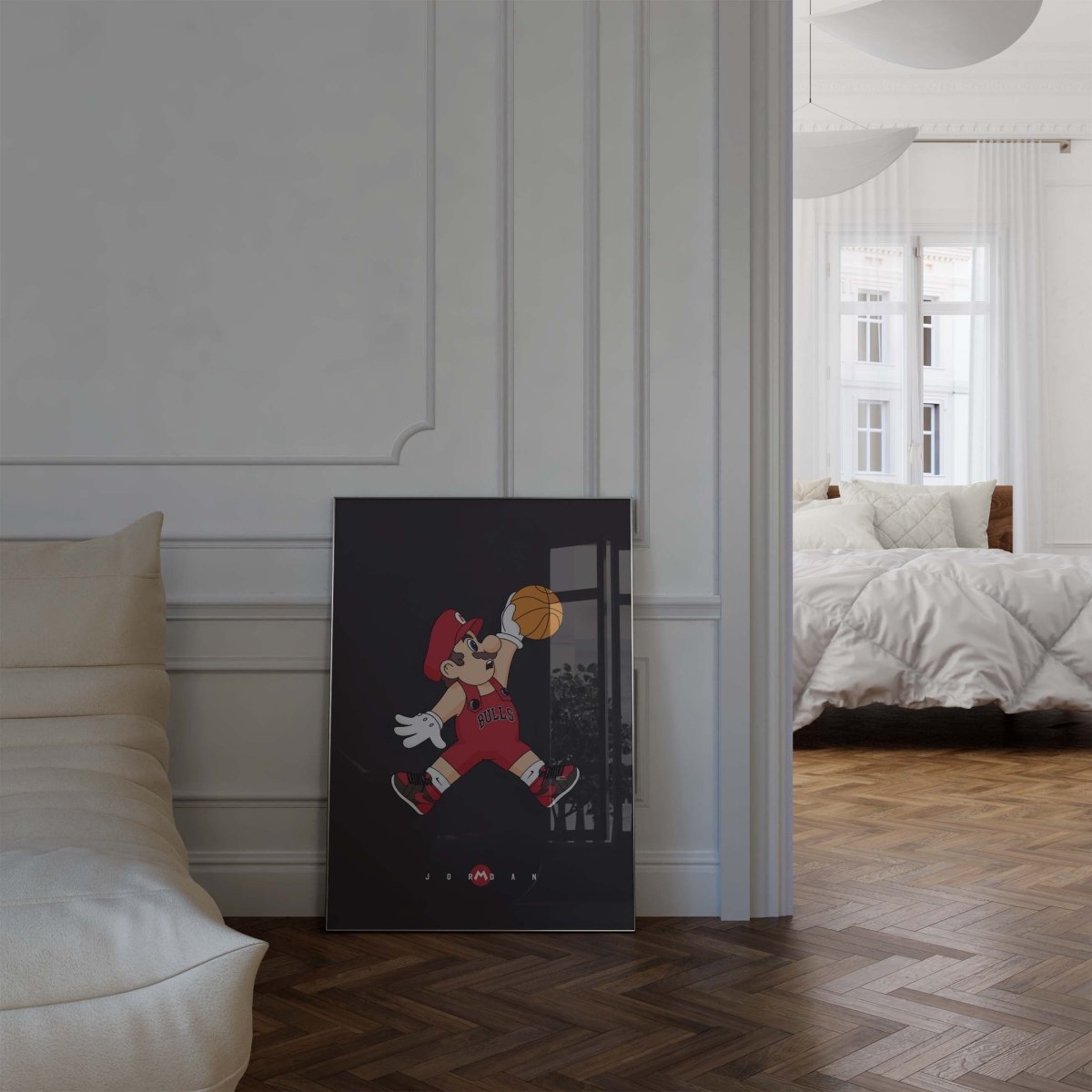 Cartoon Basketball Jump Poster · Gaming Charakter Illustration · Pop Art Comic Stil · Print ohne Rahmen - justgoodmood