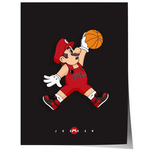 Cartoon Basketball Jump Poster · Gaming Charakter Illustration · Pop Art Comic Stil · Print ohne Rahmen - justgoodmood