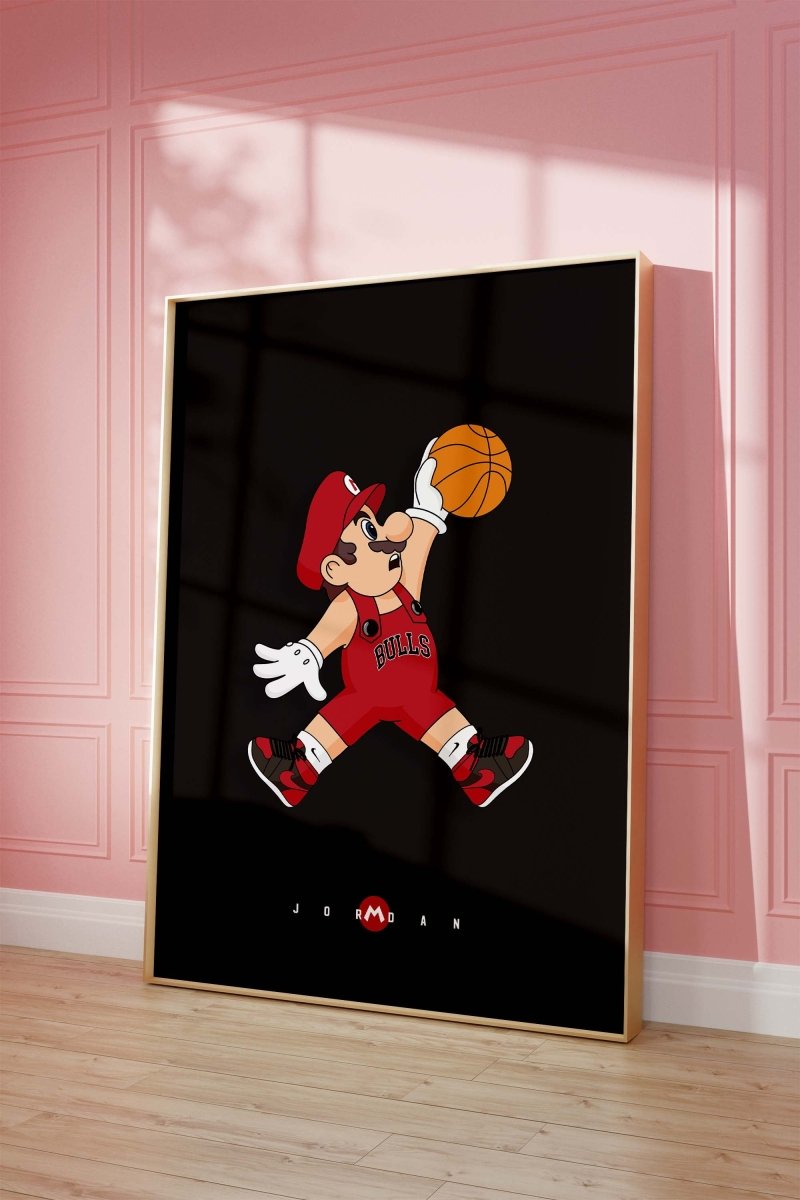 Cartoon Basketball Jump Poster · Gaming Charakter Illustration · Pop Art Comic Stil · Print ohne Rahmen - justgoodmood