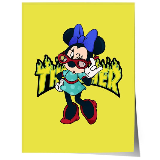 Cartoon Mouse Girl Poster · Thunder Typografie · Pop Art Illustration · Cute Retro Comic Design · Moderne Wandkunst · Print ohne Rahmen - justgoodmood