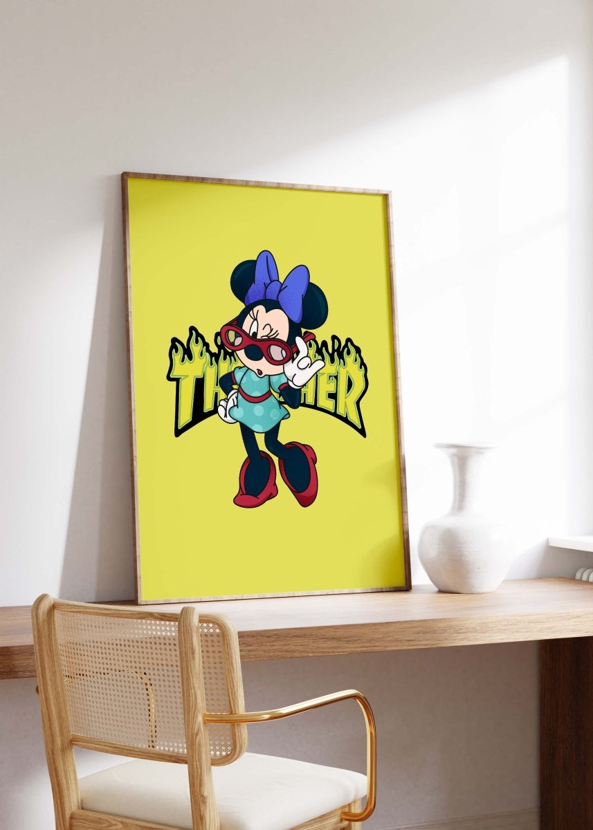 Cartoon Mouse Girl Poster · Thunder Typografie · Pop Art Illustration · Cute Retro Comic Design · Moderne Wandkunst · Print ohne Rahmen - justgoodmood
