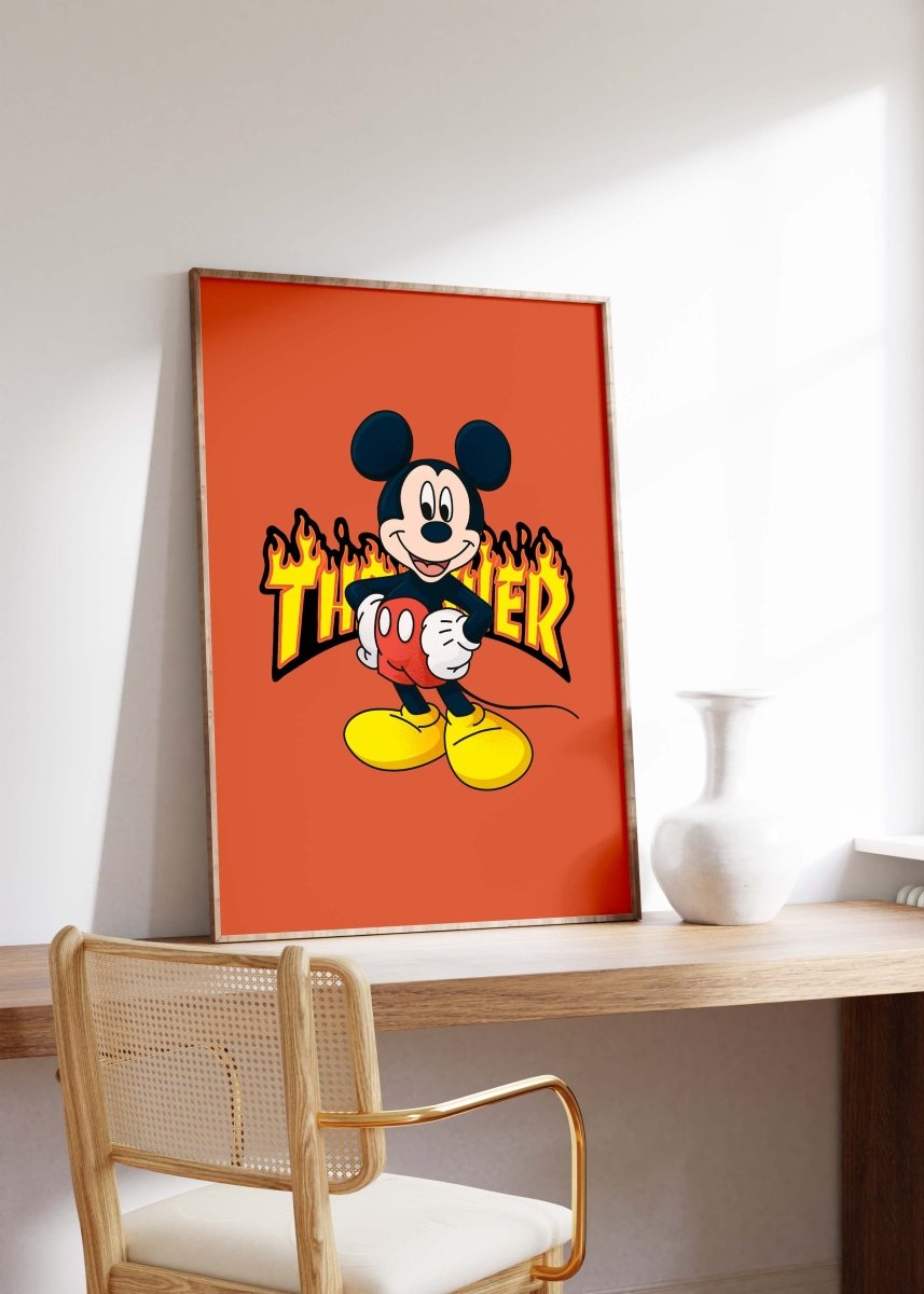 Cartoon Mouse Poster · Thunder Typografie · Pop Art Illustration · Retro Comic Design · Moderne Wandkunst · Print ohne Rahmen - justgoodmood