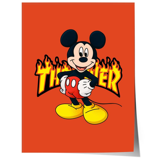Cartoon Mouse Poster · Thunder Typografie · Pop Art Illustration · Retro Comic Design · Moderne Wandkunst · Print ohne Rahmen - justgoodmood