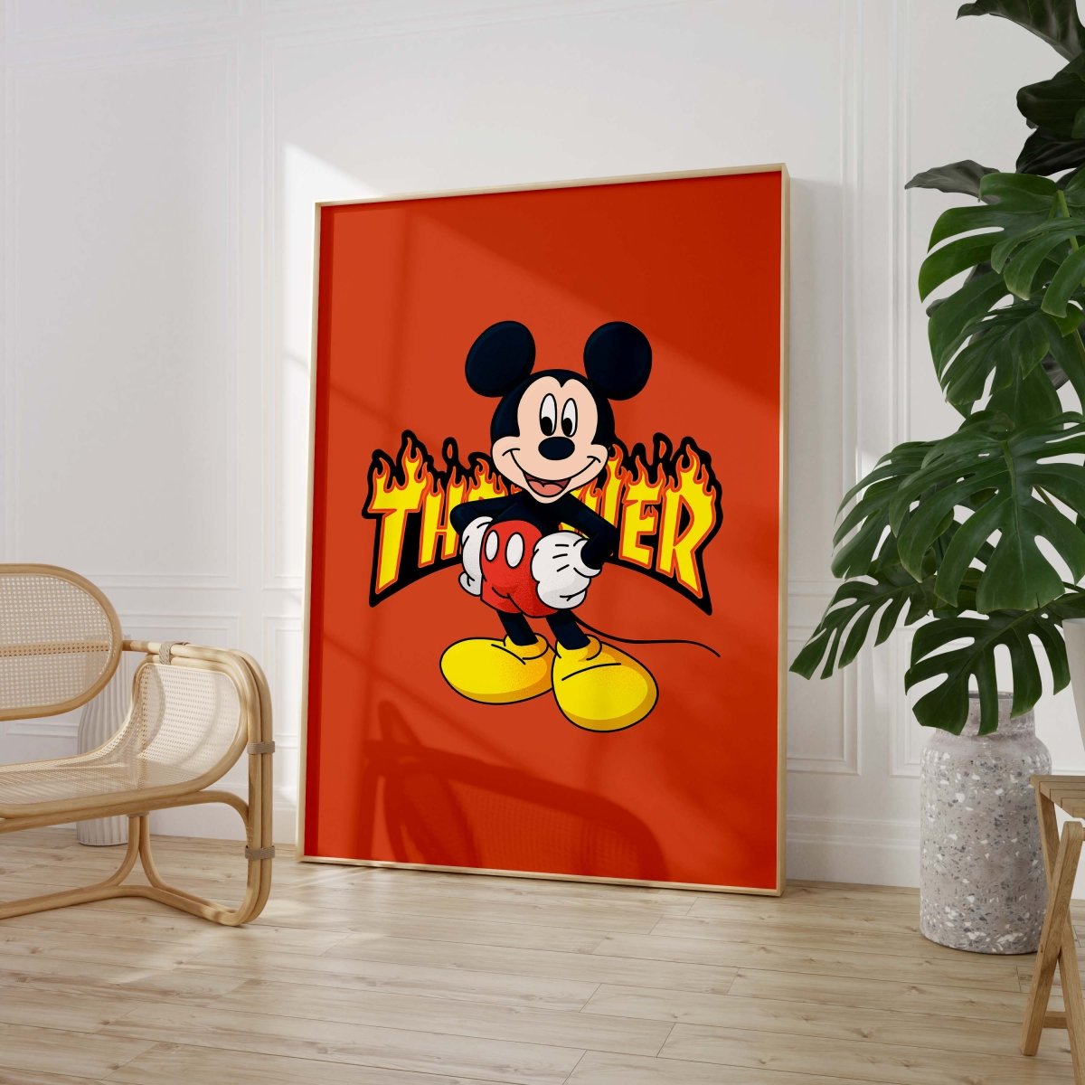 Cartoon Mouse Poster · Thunder Typografie · Pop Art Illustration · Retro Comic Design · Moderne Wandkunst · Print ohne Rahmen - justgoodmood