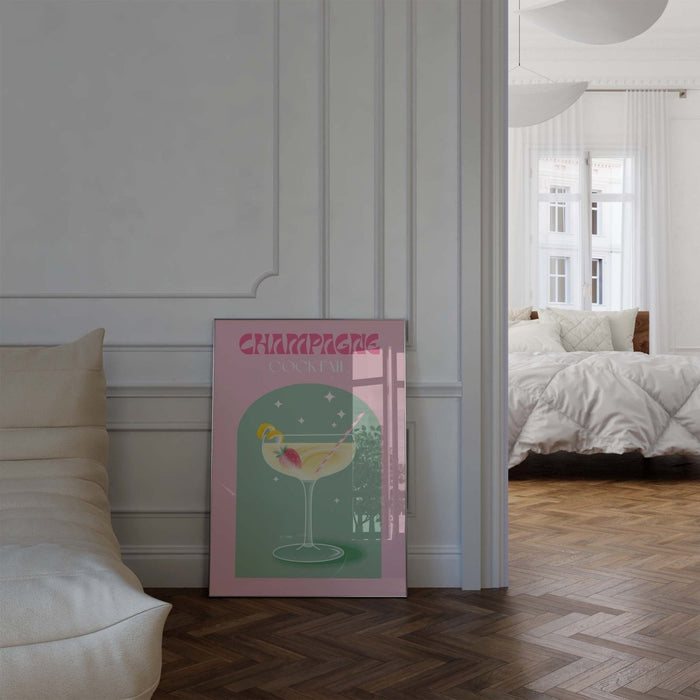 Champagne Cocktail Poster – Premium Baumwoll-Canvas