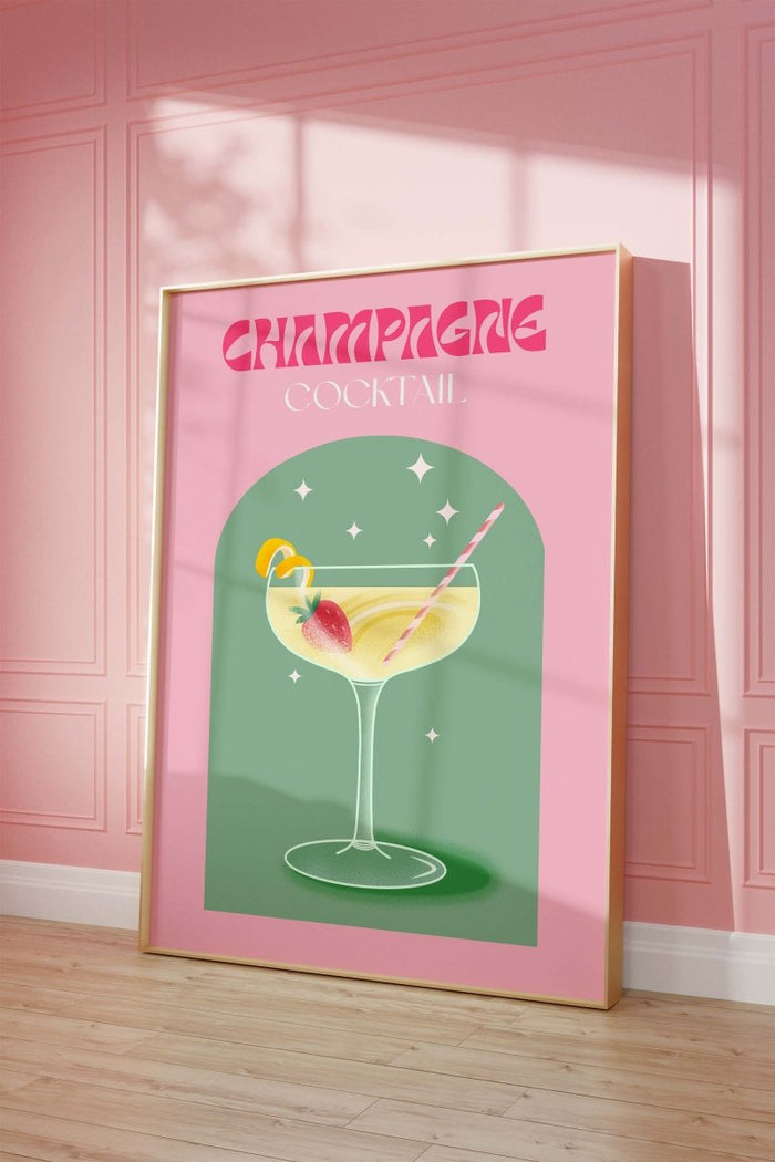 Champagne Cocktail Poster – Premium Baumwoll-Canvas