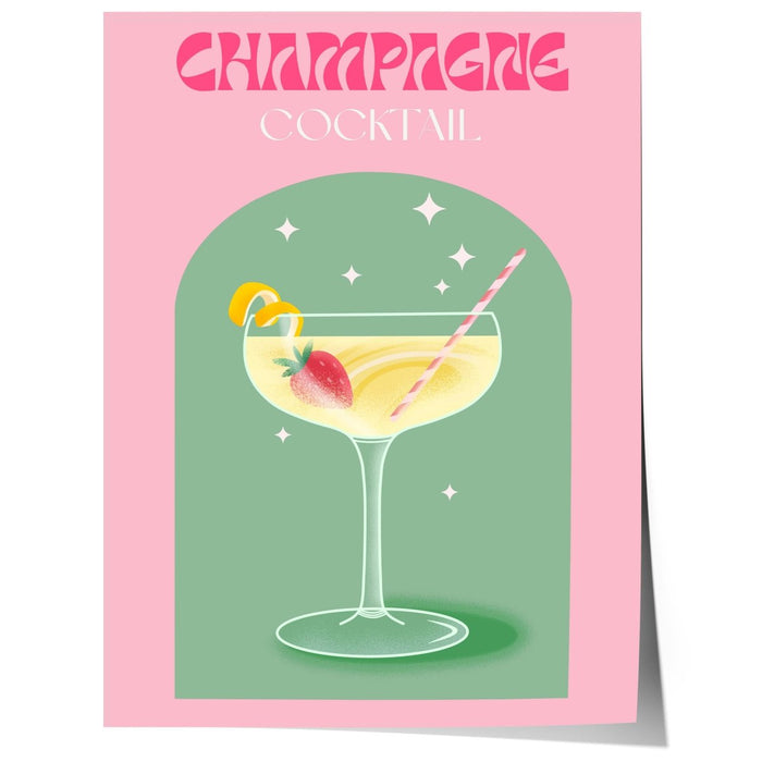 Champagne Cocktail Poster – Premium Baumwoll-Canvas