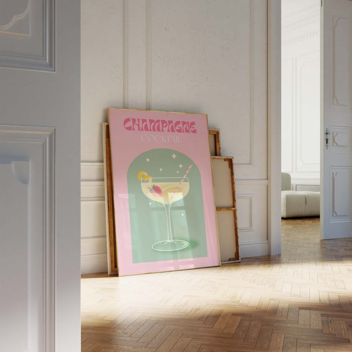 Champagne Cocktail Poster – Premium Baumwoll-Canvas