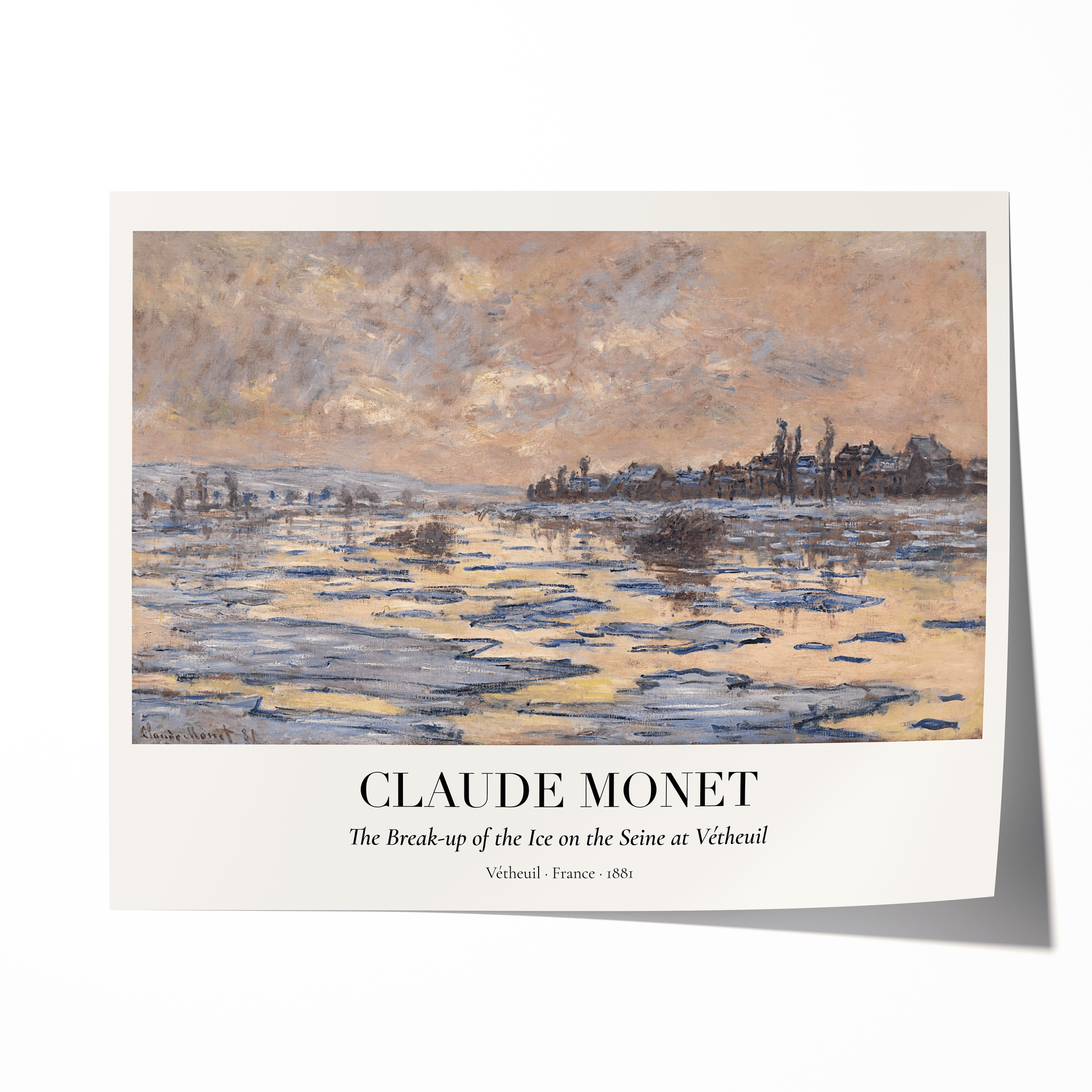 Claude Monet Poster · Eisschmelze auf der Seine 1881 · Vétheuil Winterlandschaft · Impressionismus Kunstdruck · Vintage Deko ohne Rahmen - justgoodmood