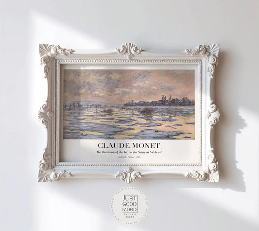 Claude Monet Poster · Eisschmelze auf der Seine 1881 · Vétheuil Winterlandschaft · Impressionismus Kunstdruck · Vintage Deko ohne Rahmen - justgoodmood