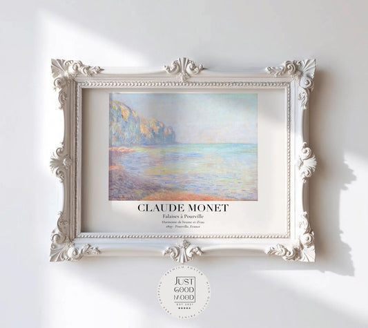 Claude Monet Poster · Falaises à Pourville 1897 · Küstenkunst Frankreich · Impressionismus Druck · Vintage Wandbild ohne Rahmen - justgoodmood