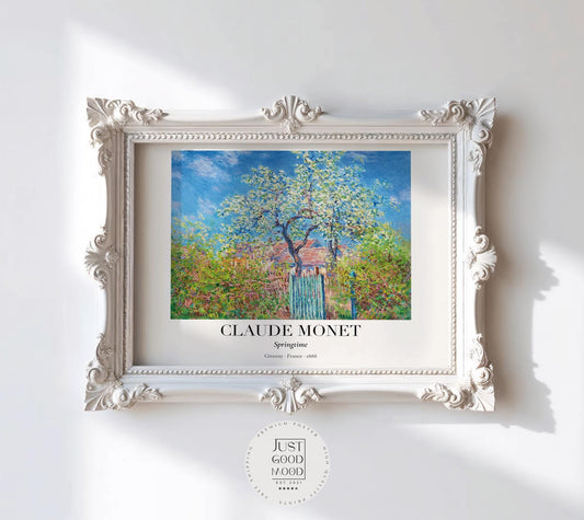 Claude Monet Poster · Frühling in Giverny 1888 · Blühender Baum Kunst · Impressionismus Druck · Garten Vintage Print · Deko ohne Rahmen - justgoodmood
