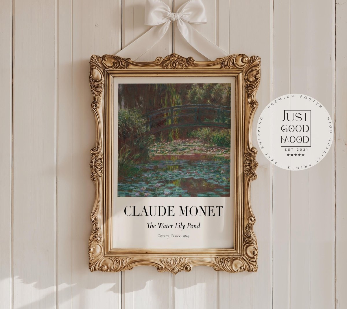 Claude Monet Poster · Water Lily Pond in Giverny 1899 · Seerosen Impressionismus · Kunst & Geschenkidee · Druckprint ohne Rahmen - justgoodmood