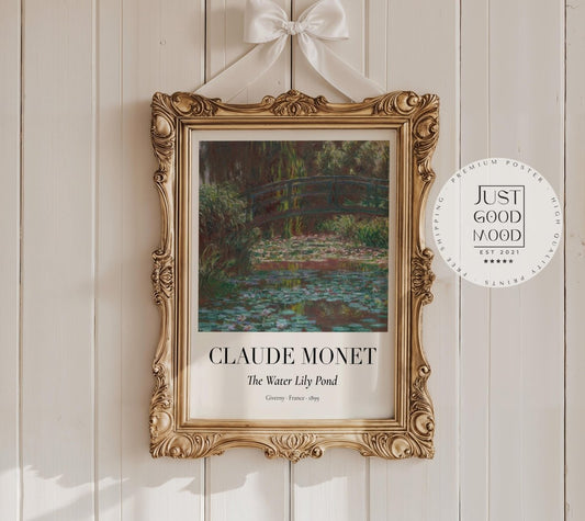 Claude Monet Poster · Water Lily Pond in Giverny 1899 · Seerosen Impressionismus · Kunst & Geschenkidee · Druckprint ohne Rahmen - justgoodmood