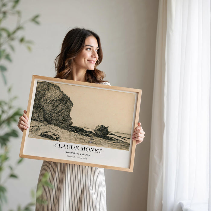 Claude Monet Zeichnung – Premium Baumwoll-Canvas