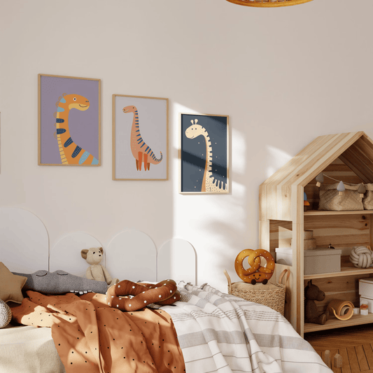 Dinosaurier Poster · Dino Freunde: Entdecke die Welt der prähistorischen Riesen ·Deko Print ohne Rahmen - justgoodmood