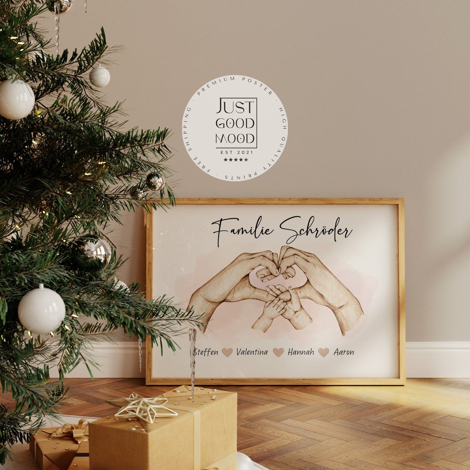 Familien Poster Personalisiert · Geschenkidee · Personalisierte Namen · Herz · Verbundenheit · Deko Print · ohne Rahmen - justgoodmood