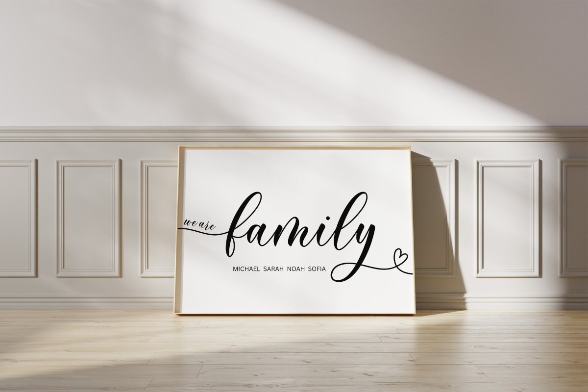 Familienposter personalisiert mit Namen · Family Schriftzug Poster · Geschenk für Familie · Dekoprint ohne Rahmen - justgoodmood