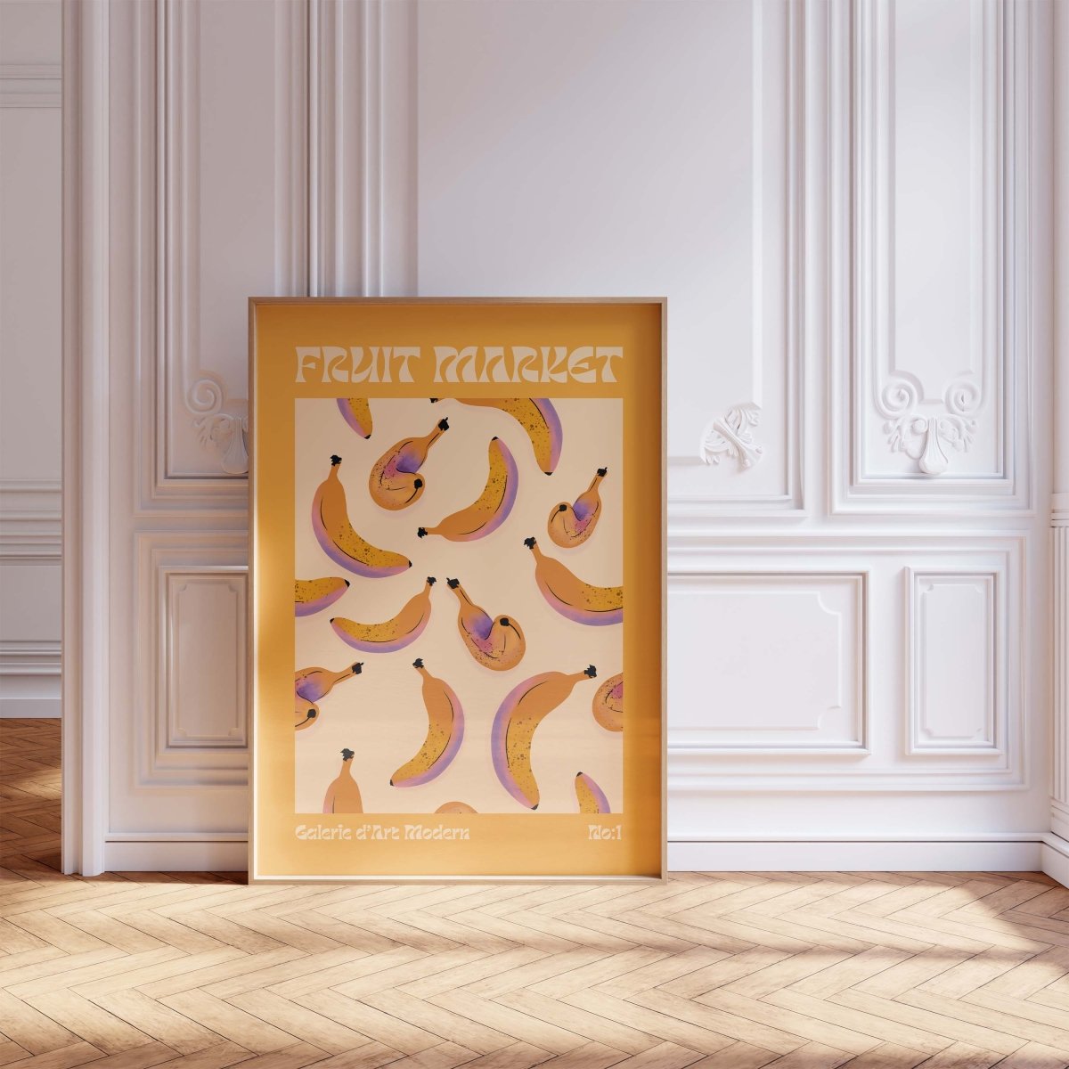 Fruit Market Poster · Banana Pattern Artwork · Retro Modern Illustration · Minimal Pop Art Design · Moderne Wandkunst · Print ohne Rahmen - justgoodmood