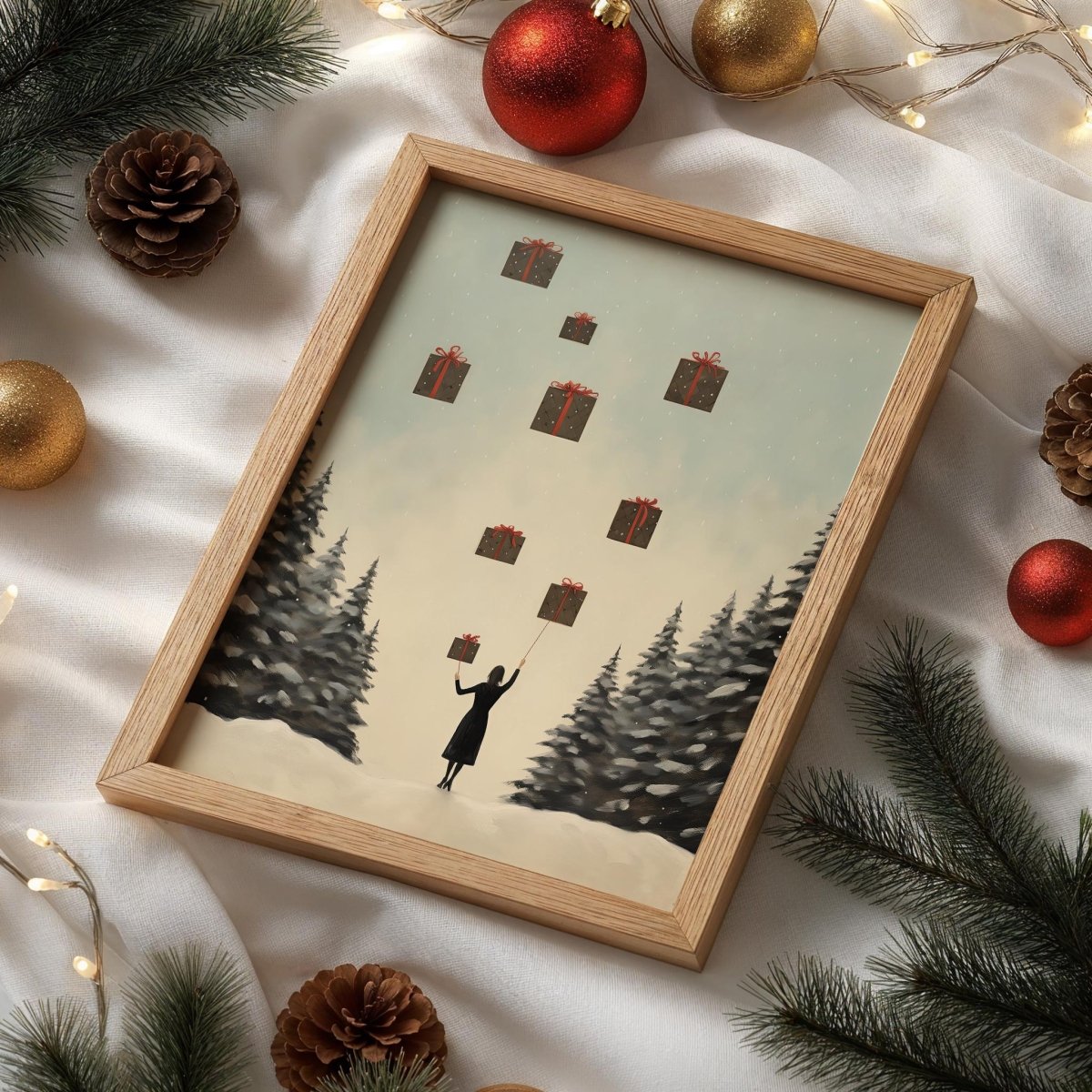 Geschenke Poster · Magische Weihnachts Deko · Geschenkidee · Traumhafte Schnee Szene · Dekoprint ohne Rahmen - justgoodmood