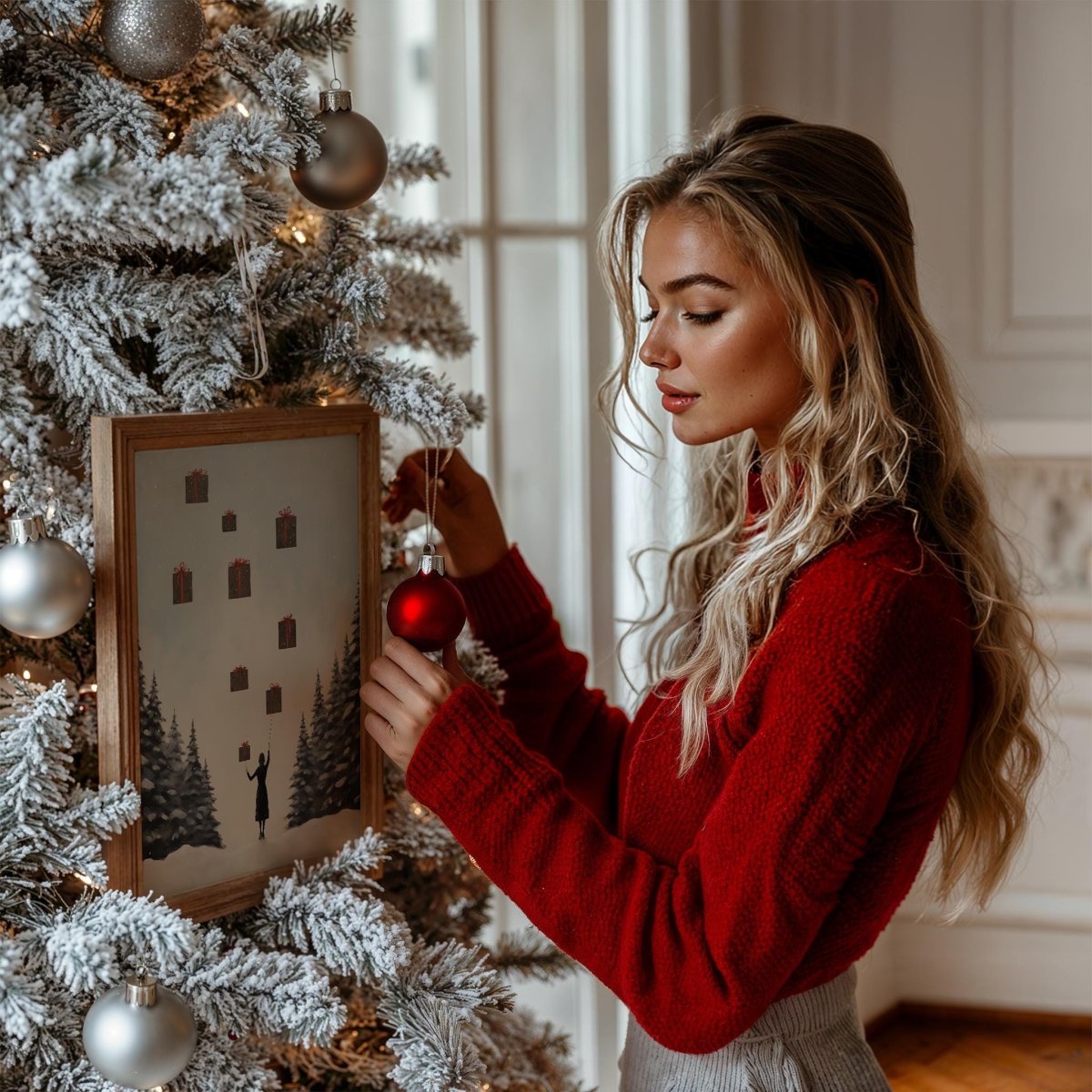 Geschenke Poster · Magische Weihnachts Deko · Geschenkidee · Traumhafte Schnee Szene · Dekoprint ohne Rahmen - justgoodmood