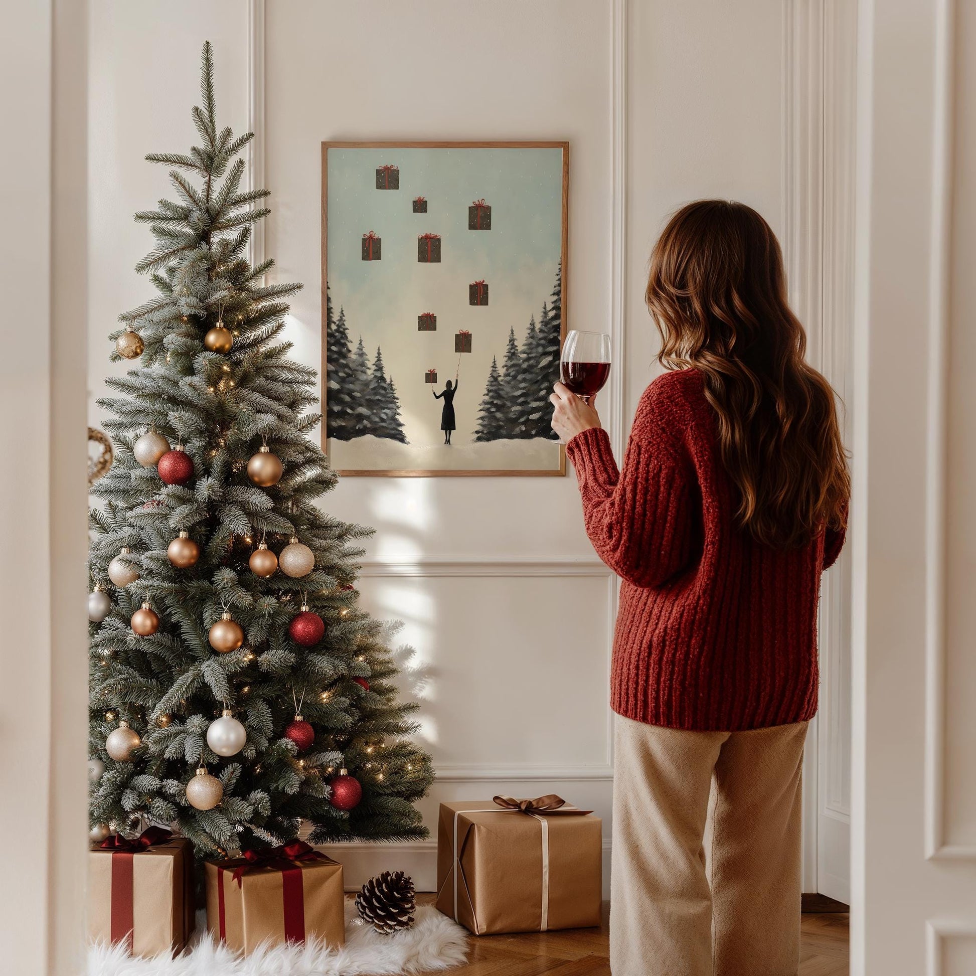 Geschenke Poster · Magische Weihnachts Deko · Geschenkidee · Traumhafte Schnee Szene · Dekoprint ohne Rahmen - justgoodmood