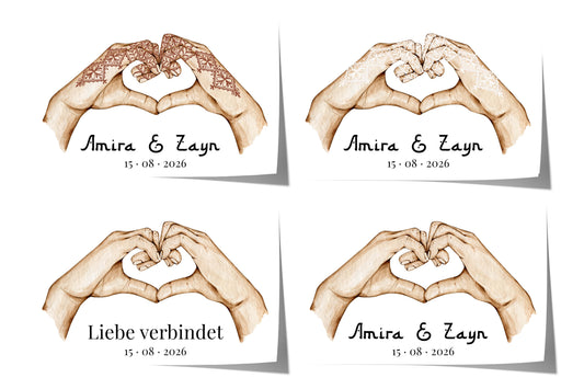 hands forming heart personalized couple love wedding poster