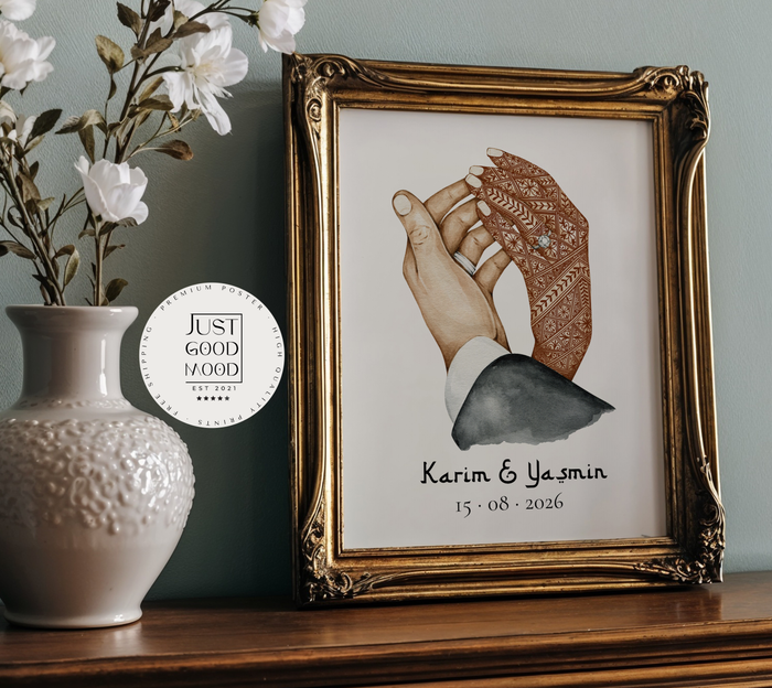 JUSTGOODMOOD Hände Paar Poster – Premium Cotton Print