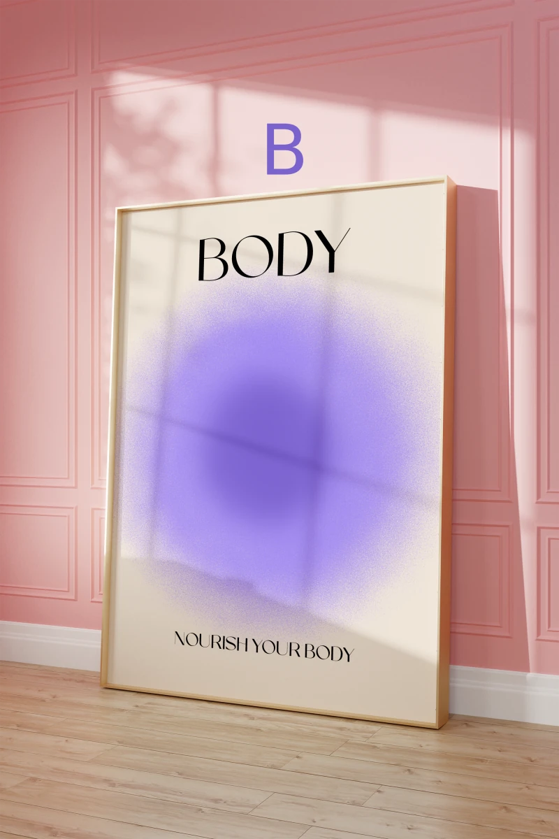 Heart Body Mind Soul Poster · Motivations Sprüche Set · Minimalistische Typografie mit Farbverlauf Design · Print ohne Rahmen - justgoodmood