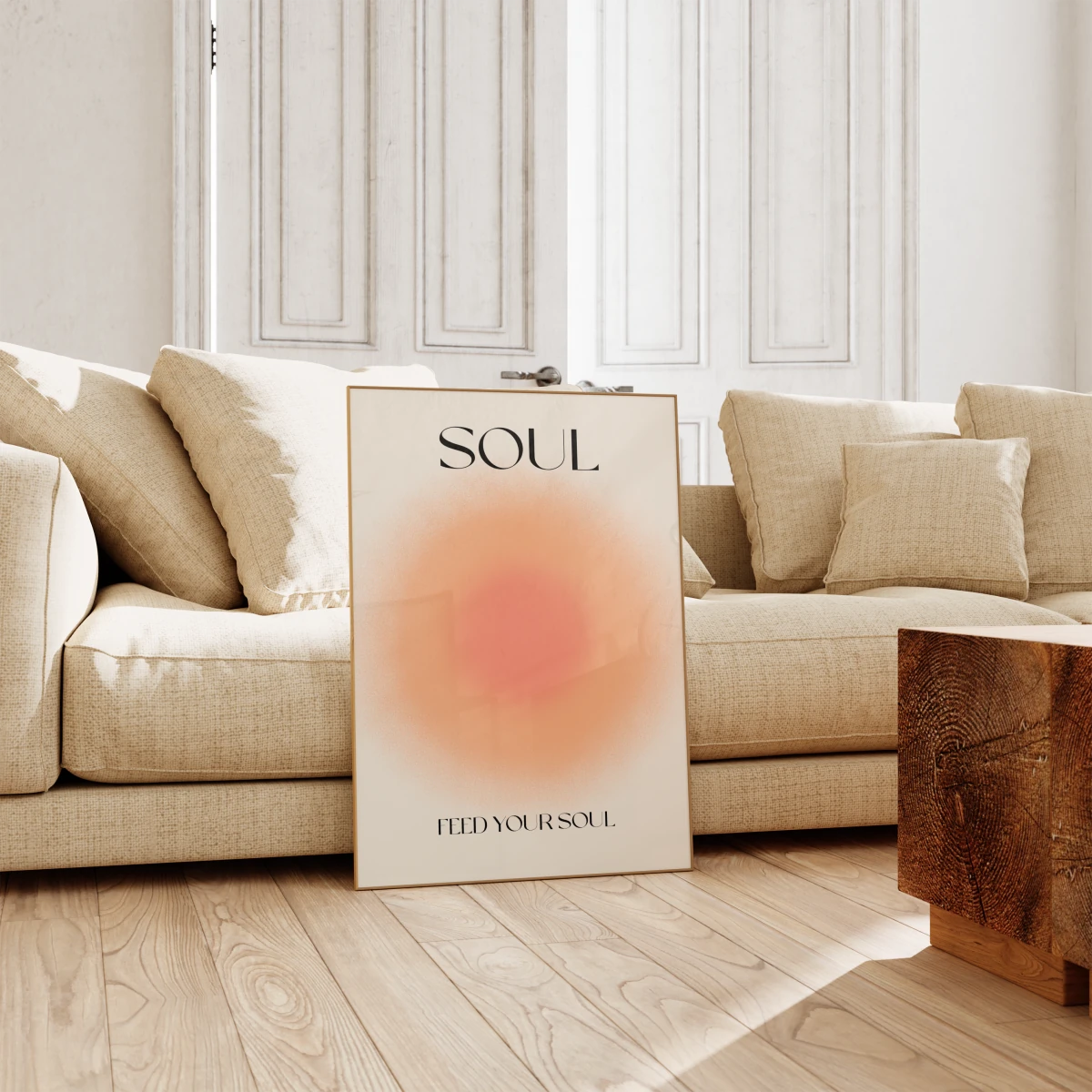 Heart Body Mind Soul Poster · Motivations Sprüche Set · Minimalistische Typografie mit Farbverlauf Design · Print ohne Rahmen - justgoodmood