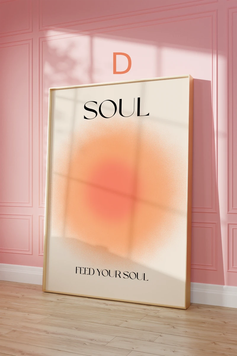 Heart Body Mind Soul Poster · Motivations Sprüche Set · Minimalistische Typografie mit Farbverlauf Design · Print ohne Rahmen - justgoodmood