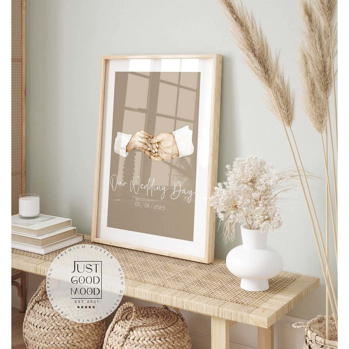 Hochzeit Verlobung Poster · Geschenkidee · Datum Text Personalisiert · Hochzeit Brautpaar · Verlobung · Deko Print · ohne Rahmen - justgoodmood