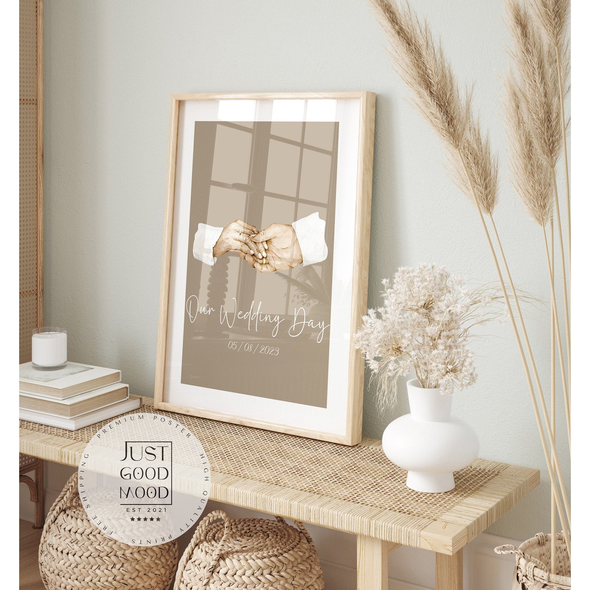 Hochzeit Verlobung Poster · Geschenkidee · Datum Text Personalisiert · Hochzeit Brautpaar · Verlobung · Deko Print · ohne Rahmen - justgoodmood