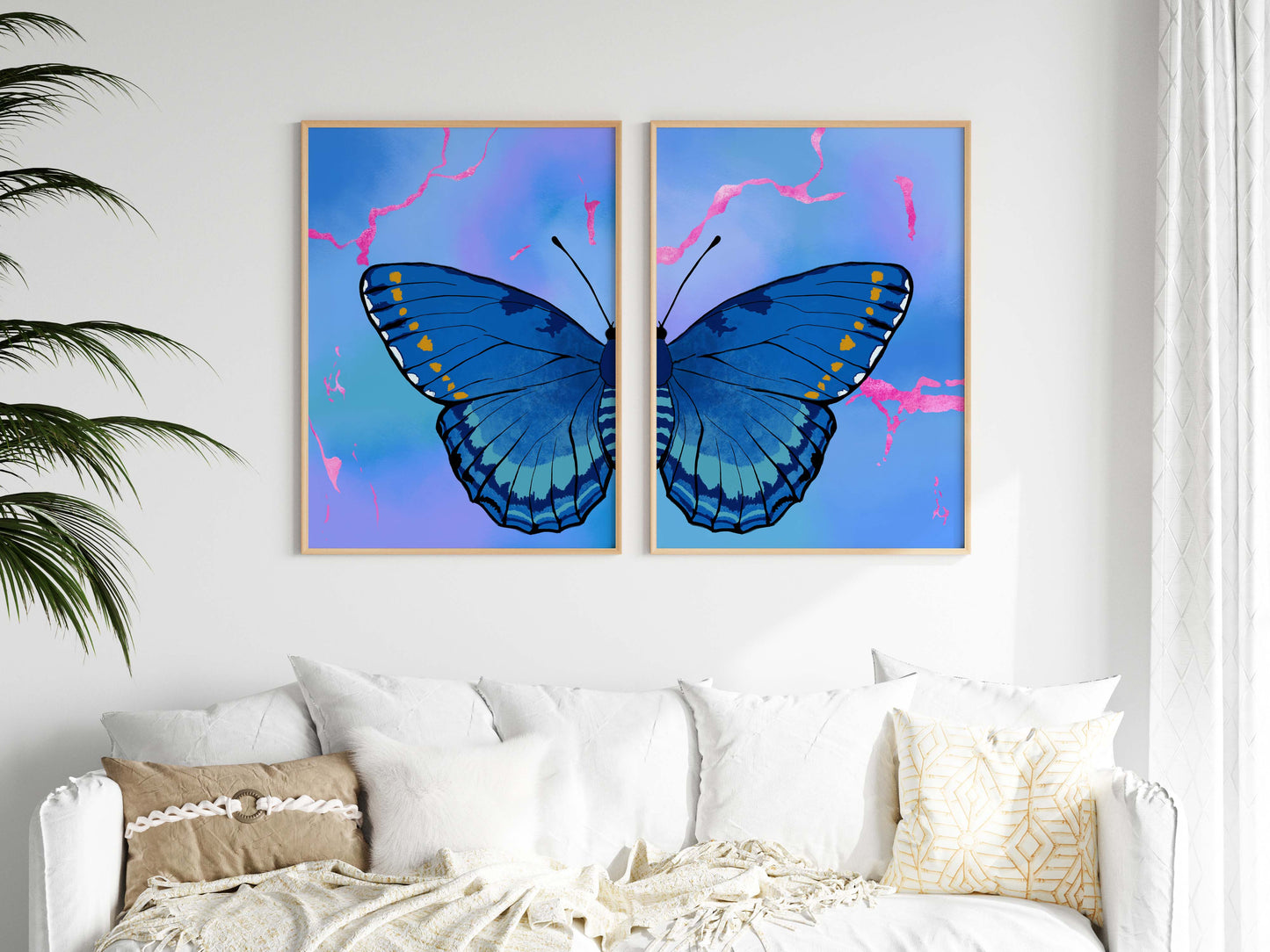 Blue Butterfly Wings Poster · Geschenkidee · Minimalistisches Butterfly Style Design · Urban Kunst · Moderne Wanddeko · Print ohne Rahmen