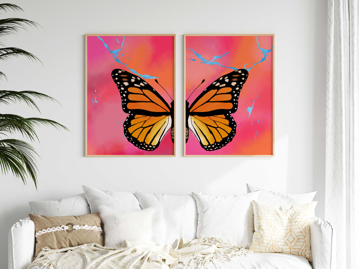 Orange Butterfly Wings Poster · Geschenkidee · Minimalistisches Butterfly Style Design · Urban Kunst · Moderne Wanddeko · Print ohne Rahmen