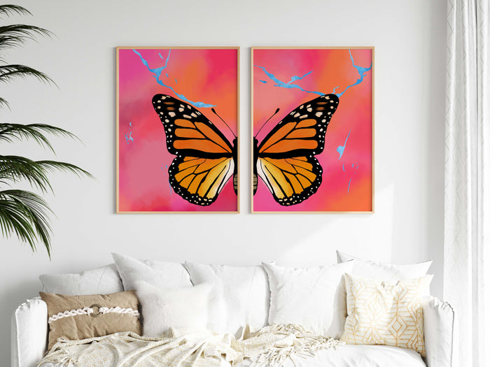 JUSTGOODMOOD Orange Butterfly Poster – Edle Wanddeko