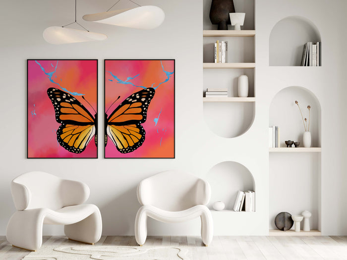 JUSTGOODMOOD Orange Butterfly Poster – Edle Wanddeko