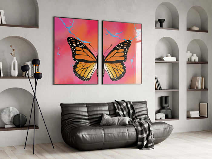 JUSTGOODMOOD Orange Butterfly Poster – Edle Wanddeko
