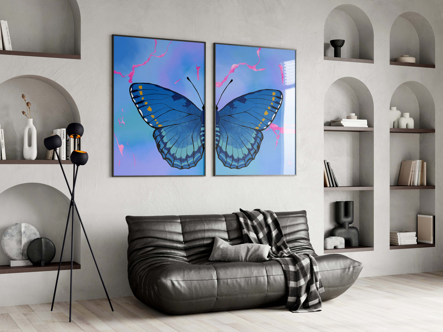 Blue Butterfly Wings Poster · Geschenkidee · Minimalistisches Butterfly Style Design · Urban Kunst · Moderne Wanddeko · Print ohne Rahmen