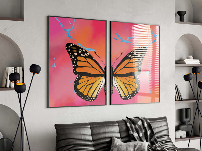 JUSTGOODMOOD Orange Butterfly Poster – Edle Wanddeko