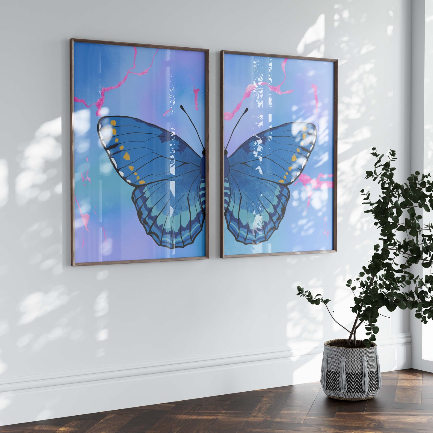 Blue Butterfly Wings Poster · Geschenkidee · Minimalistisches Butterfly Style Design · Urban Kunst · Moderne Wanddeko · Print ohne Rahmen