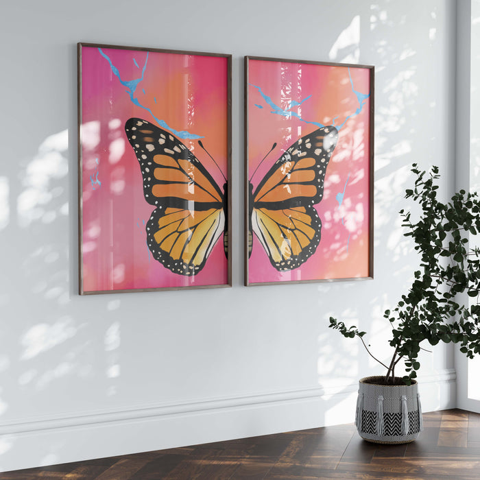 JUSTGOODMOOD Orange Butterfly Poster – Edle Wanddeko