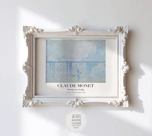 Claude Monet Poster · Charing Cross Bridge London 1899 · Impressionismus Kunstdruck · Themse Kunst · Vintage Deko ohne Rahmen