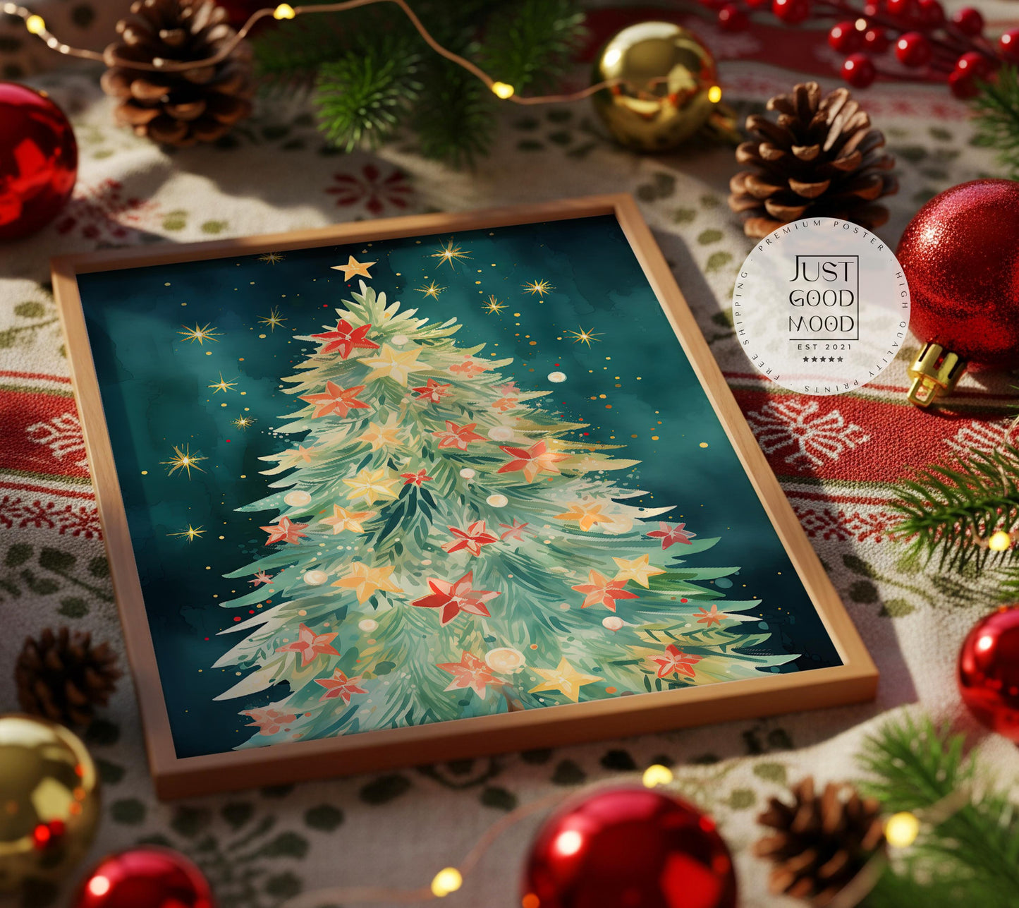 Tanne Weihnachts Poster · Geschenkidee für Weihnachtsliebhaber · Dekoprint ohne Rahmen