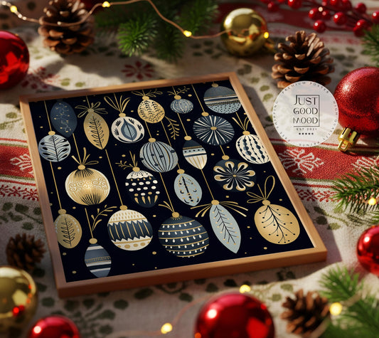 Weihnachtskugeln Poster · Geschenkidee für Weihnachtsliebhaber · Skandinavische Weihnachtsdeko · Dekoprint ohne Rahmen