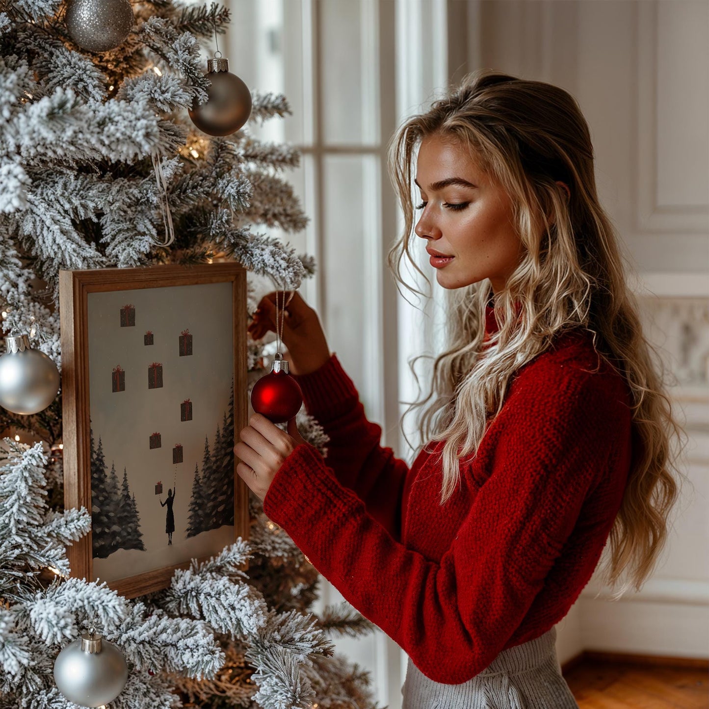 Geschenke Poster · Magische Weihnachts Deko · Geschenkidee · Traumhafte Schnee Szene · Dekoprint ohne Rahmen
