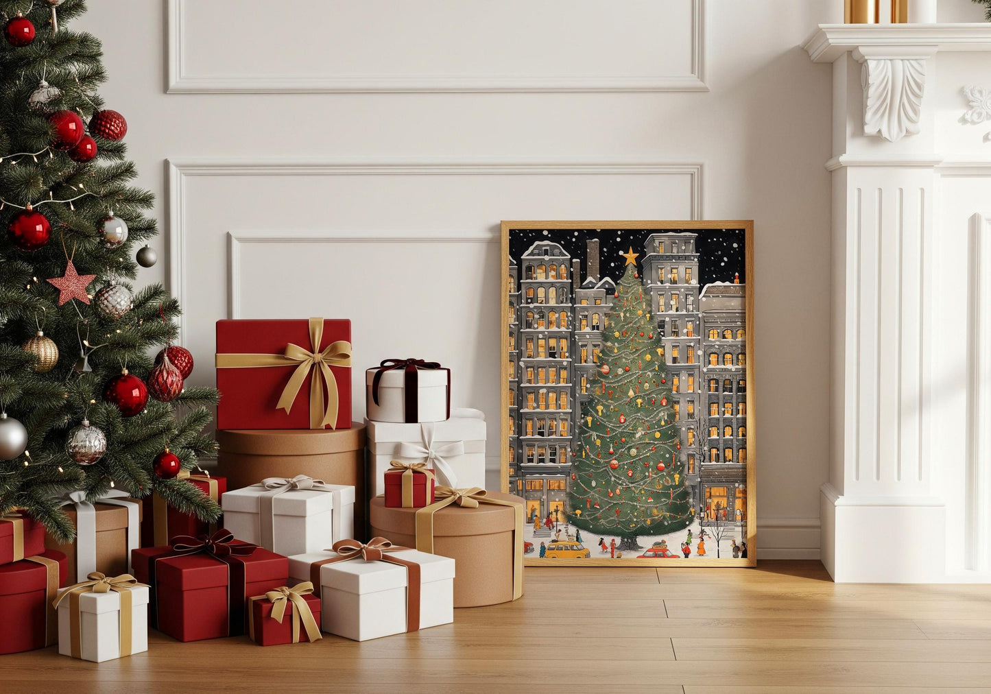 Weihnachtsbaum New York Poster · Manhattan Soho Greenwich Village · Geschenkidee · Festliche Weihnachtskunst · Dekoprint ohne Rahmen